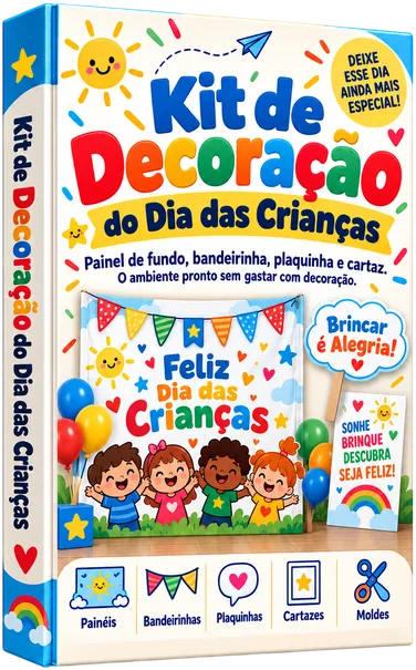 Capa do bônus: Kit de Decoração do Dia das Crianças