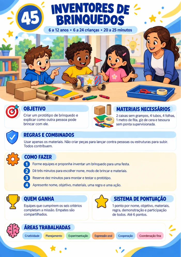 Ficha da gincana Inventores de Brinquedos